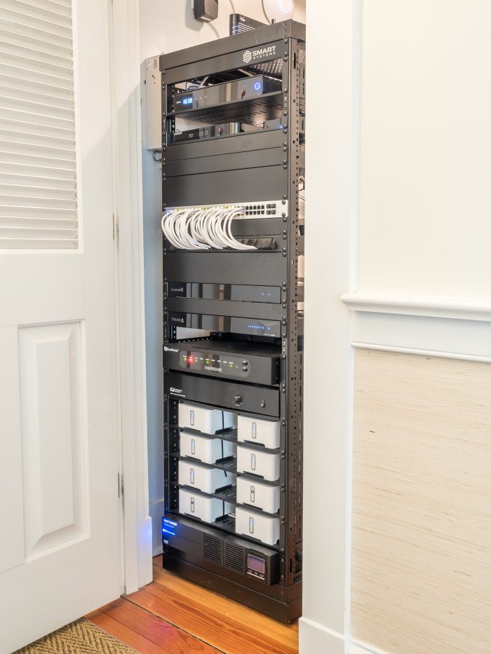 Equipment rack with battery backup