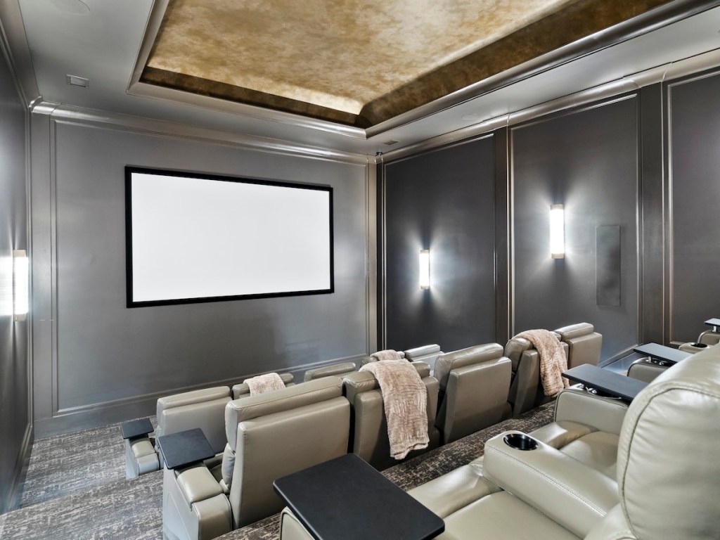 Theater with blank projection screen